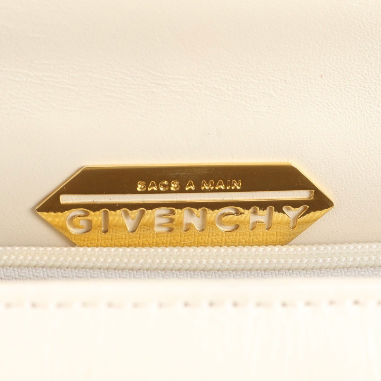 Givenchy Cream Leather Top Handle Bag logo view