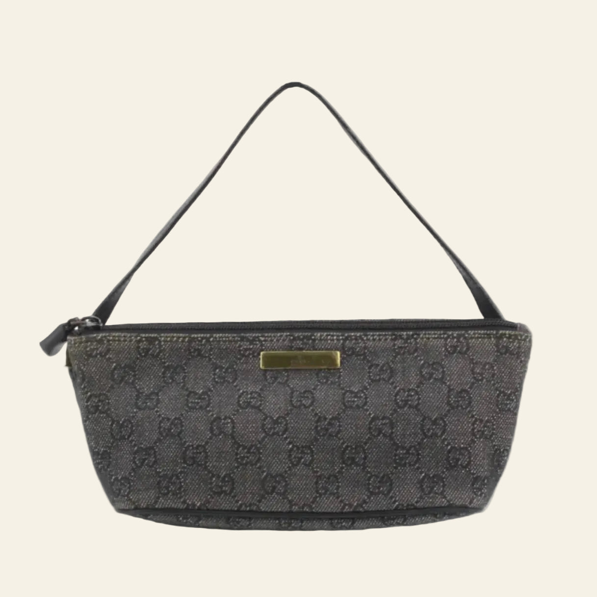 Gucci GG Canvas Grey Accessory Pouch Bag front view