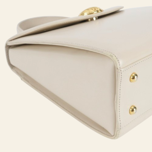 Givenchy Beige Leather Top Handle Bag left side bottom view
