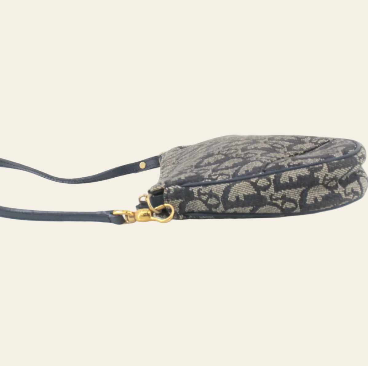 Dior Trotter Canvas Navy Saddle Bag side view