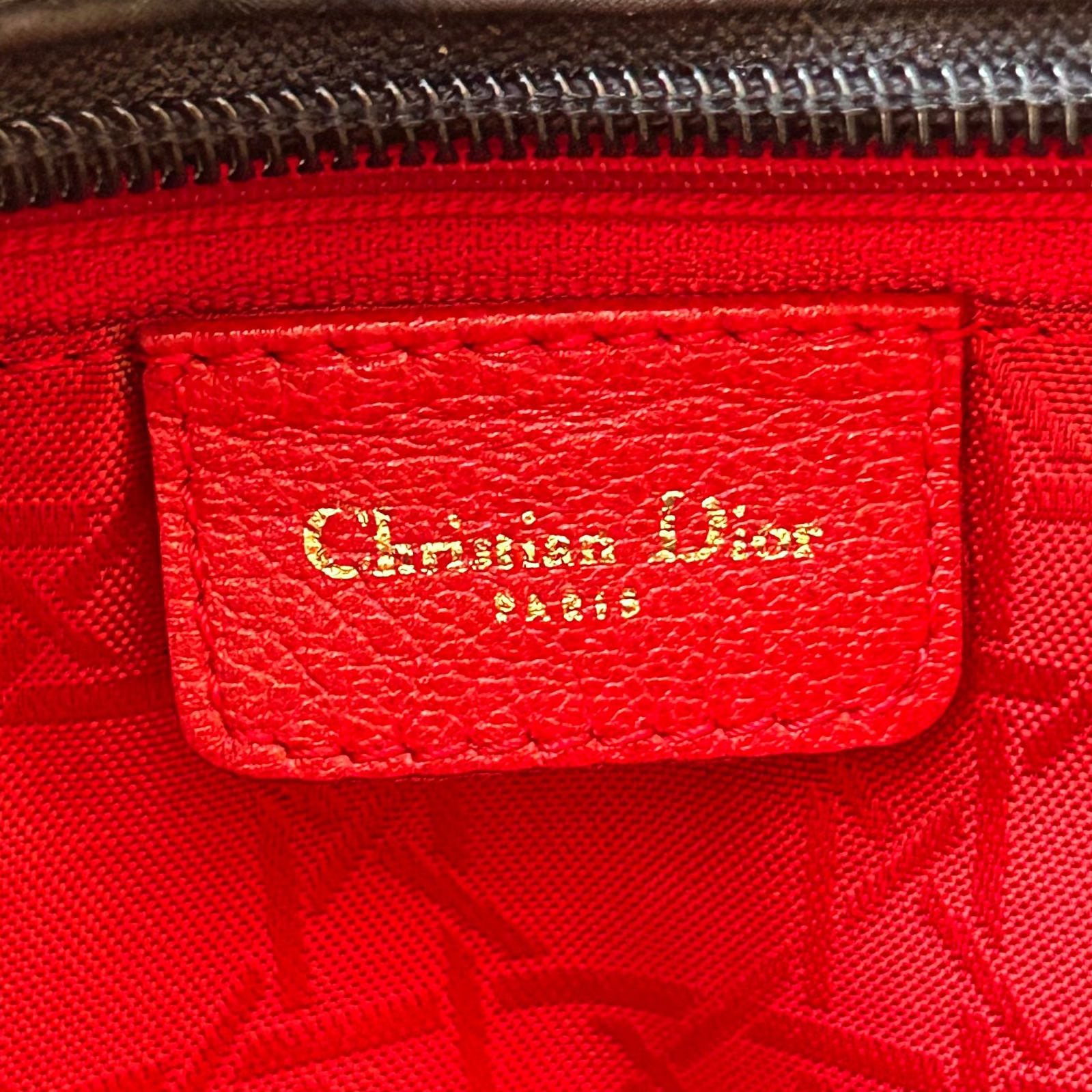 Dior Lady Cannage Black Nylon Bag logo view