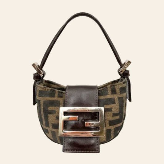 Fendi Monogram Brown Croissant Mini Bag front view