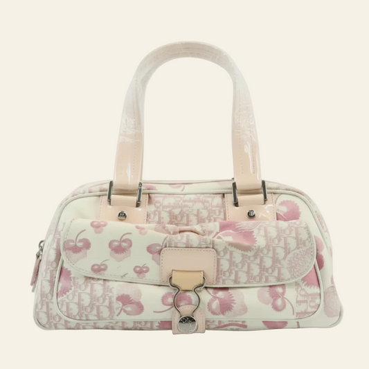 Dior Cherry Blossom Pink Canvas Bag front view