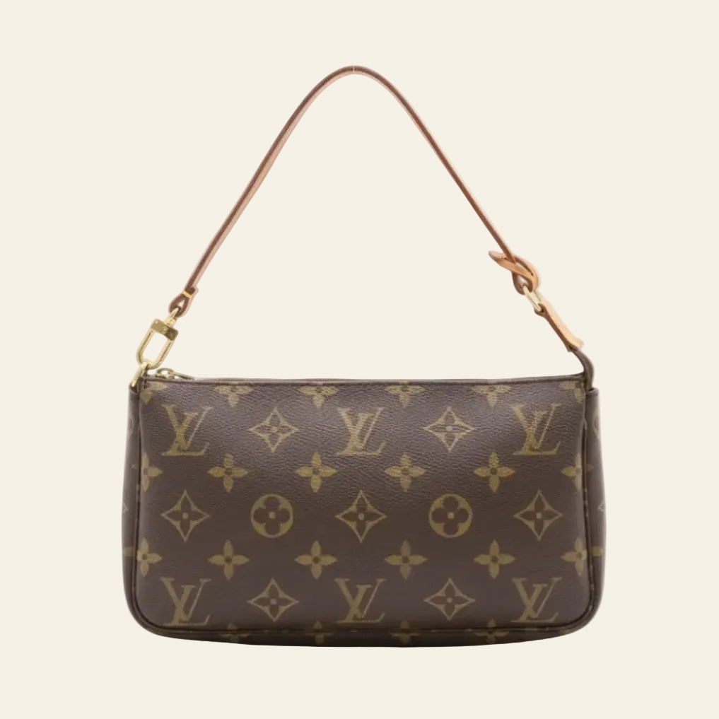 Louis Vuitton Monogram Brown Pochette Bag front view