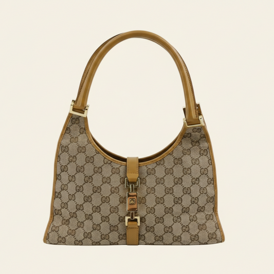 Gucci GG Canvas Jackie Brown Shoulder Bag front view