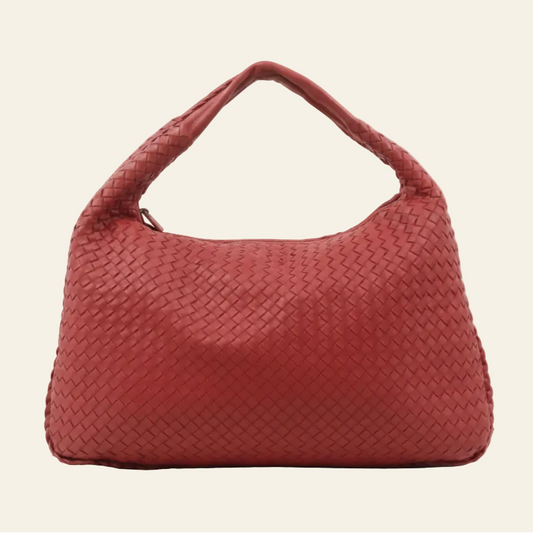 Bottega Veneta Intrecciato Red Handbag front view