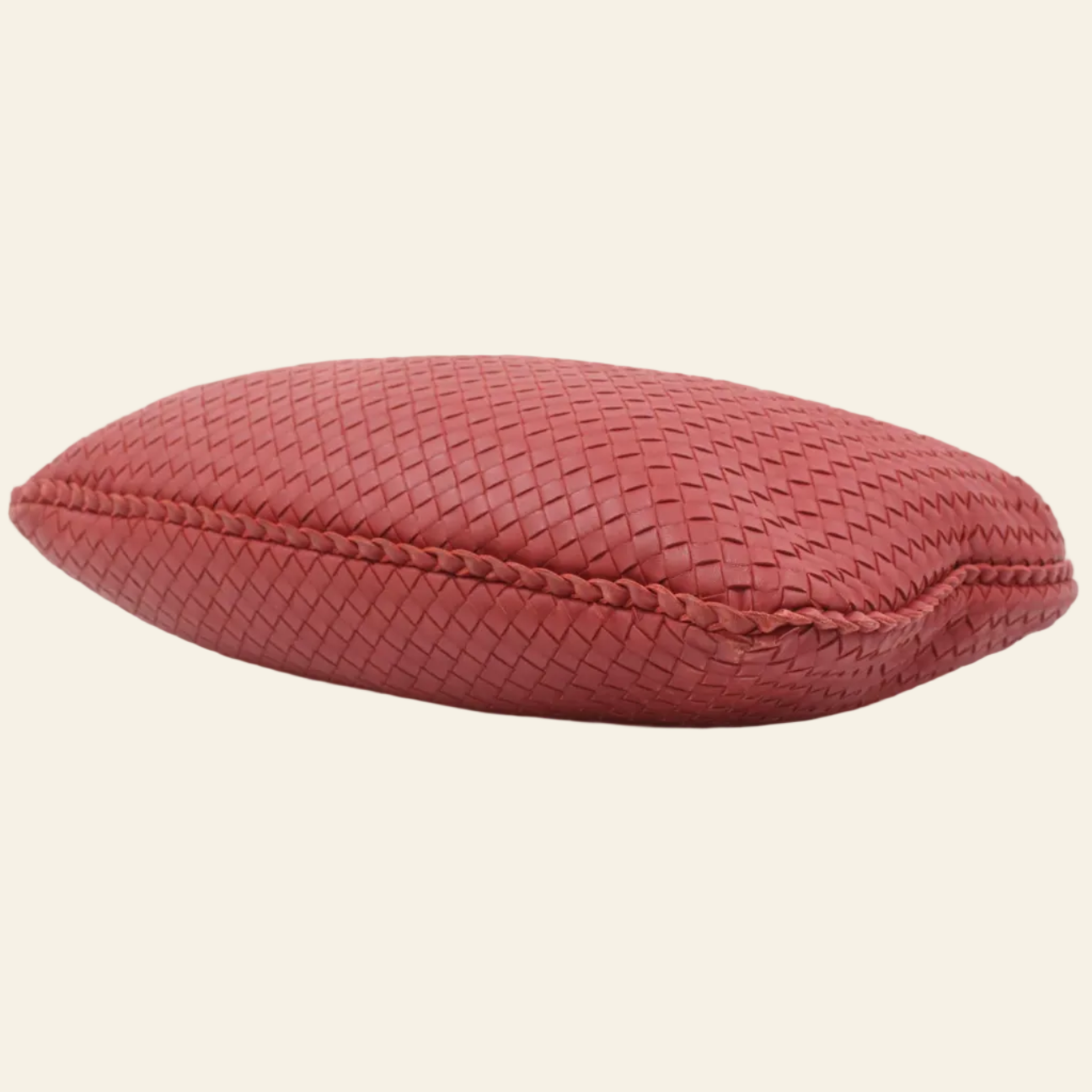 Bottega Veneta Intrecciato Red Handbag side bottom view