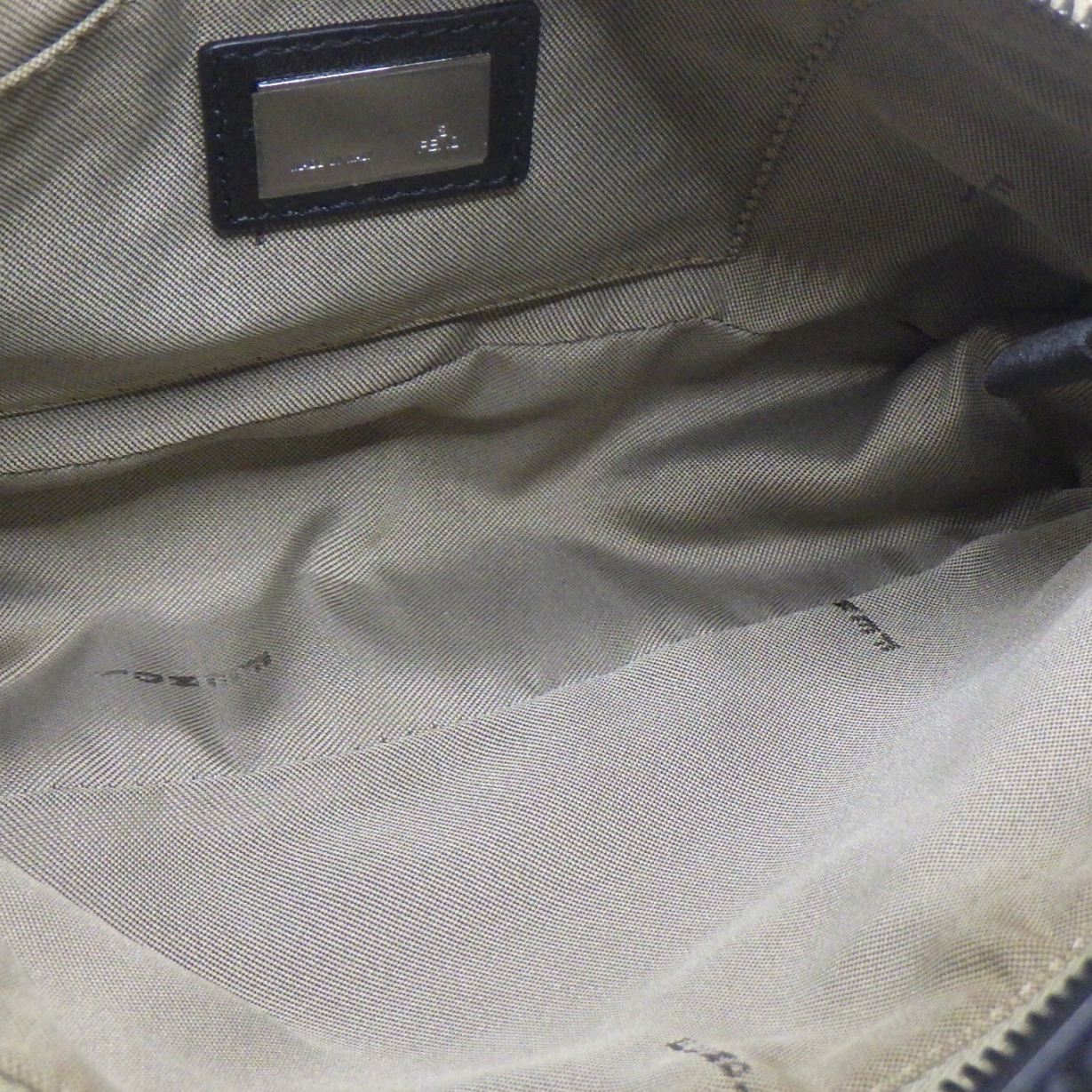 Fendi Zucchino Beige Black Shoulder Bag interior view