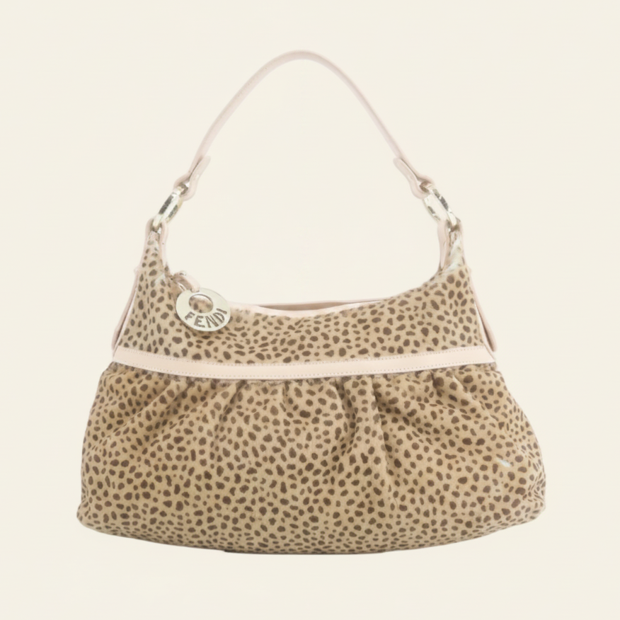 Fendi Leopard Print Calfskin Chef Shoulder Bag front view