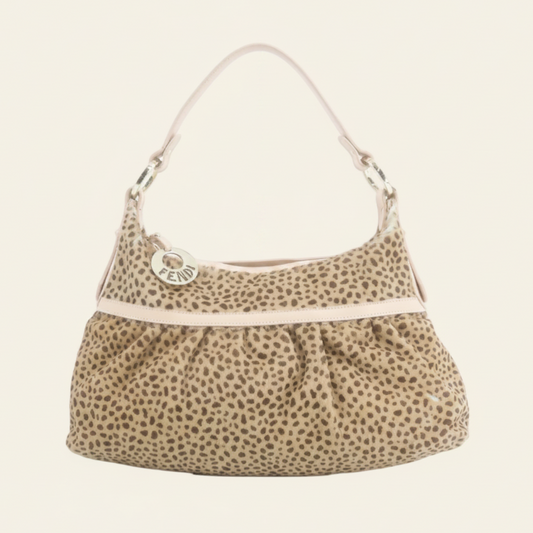 Fendi Leopard Print Calfskin Chef Shoulder Bag front view