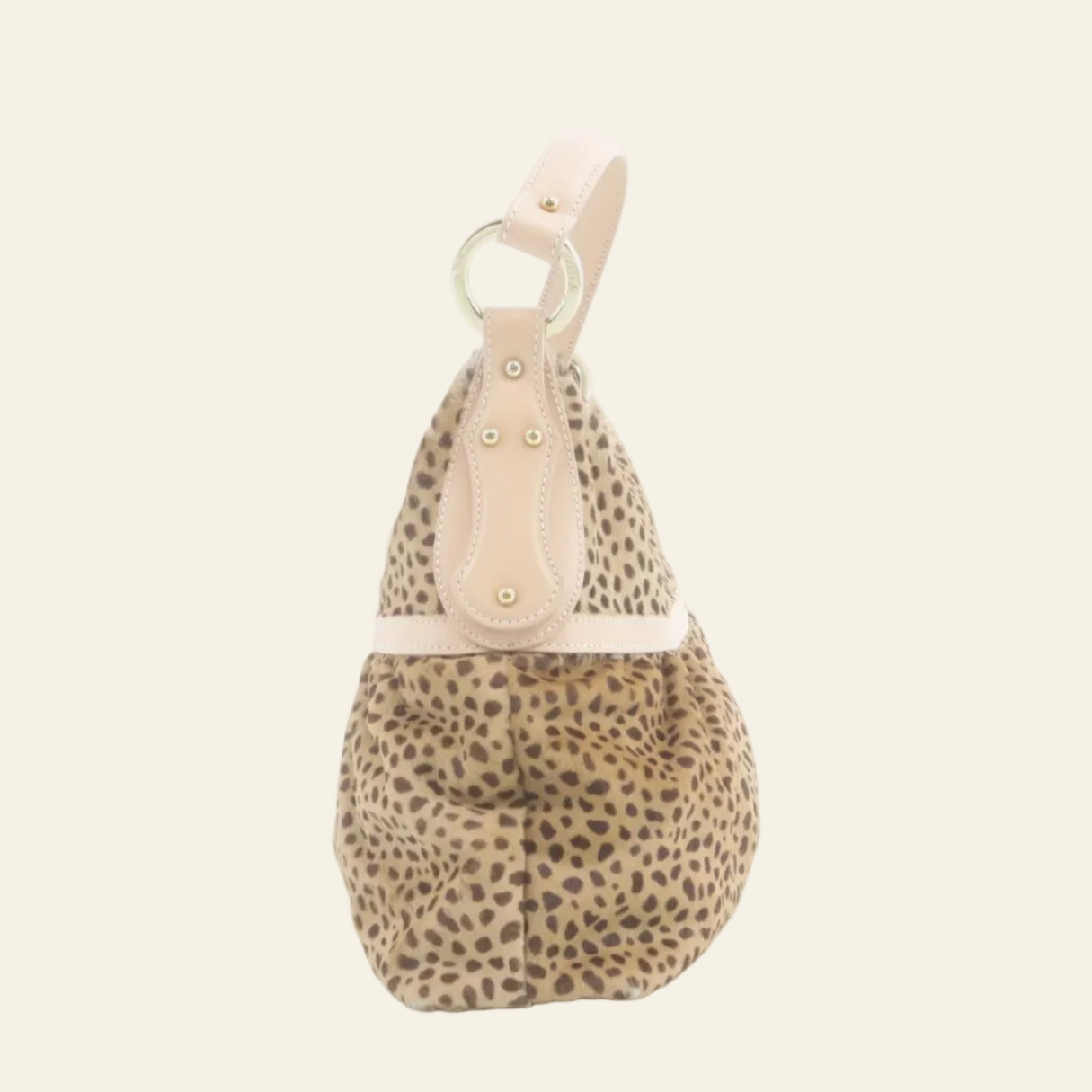 Fendi Leopard Print Calfskin Chef Shoulder Bag side view
