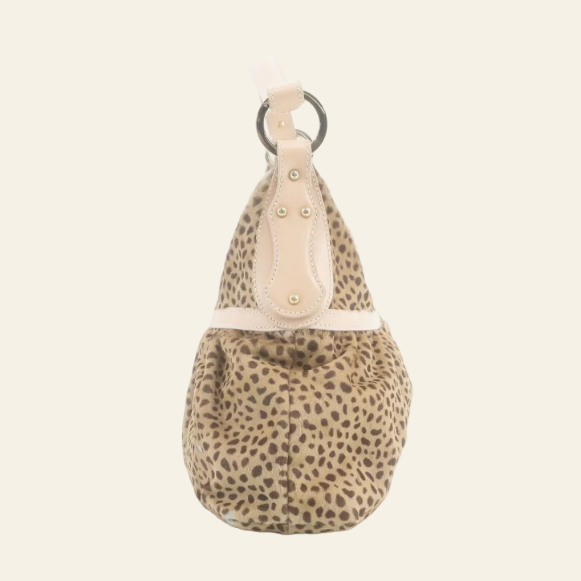 Fendi Leopard Print Calfskin Chef Shoulder Bag side view