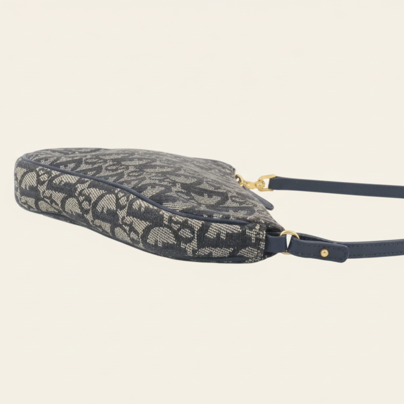 Dior Trotter Canvas Navy Saddle Bag side view