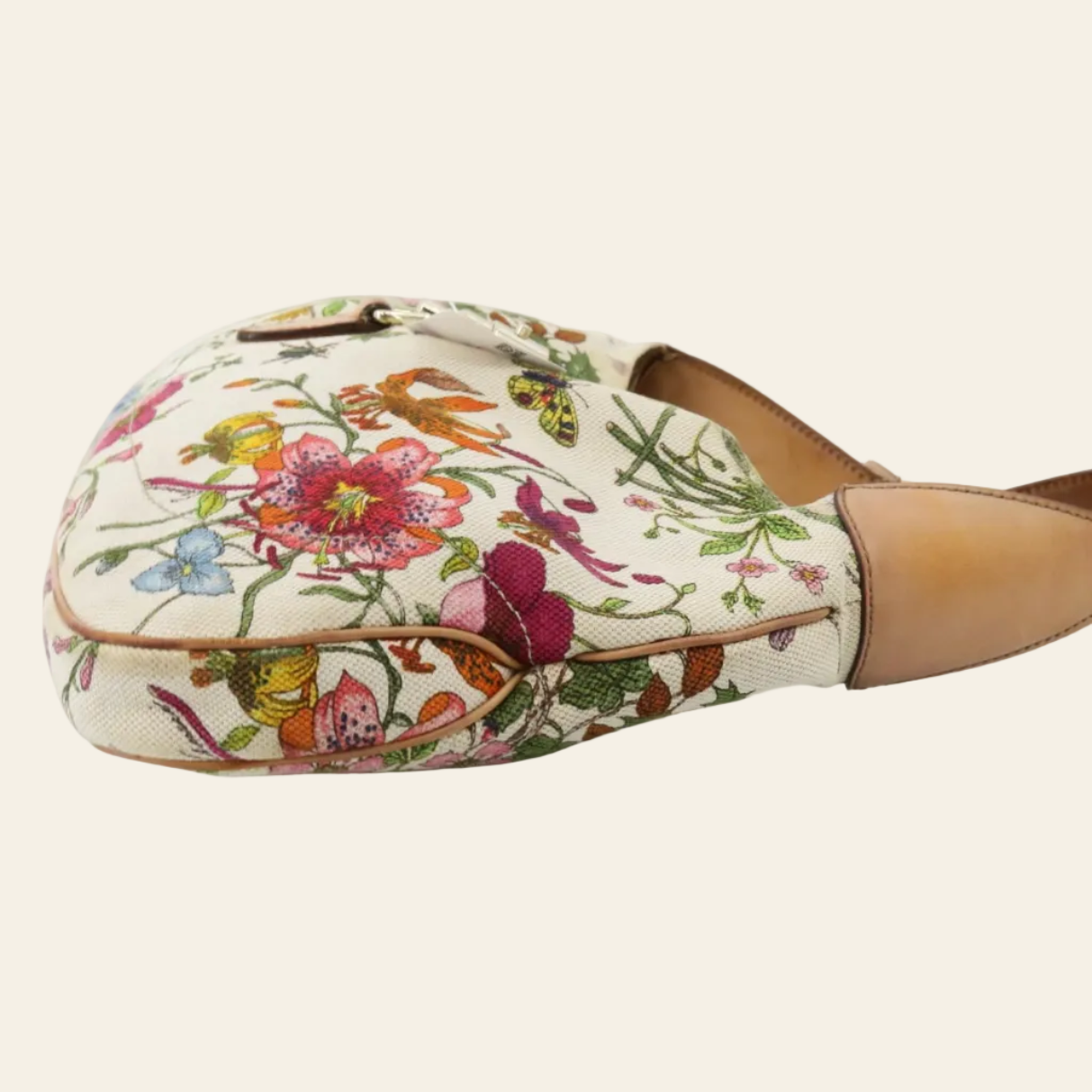 Gucci Floral Canvas Multicolor Jackie Shoulder Bag side view