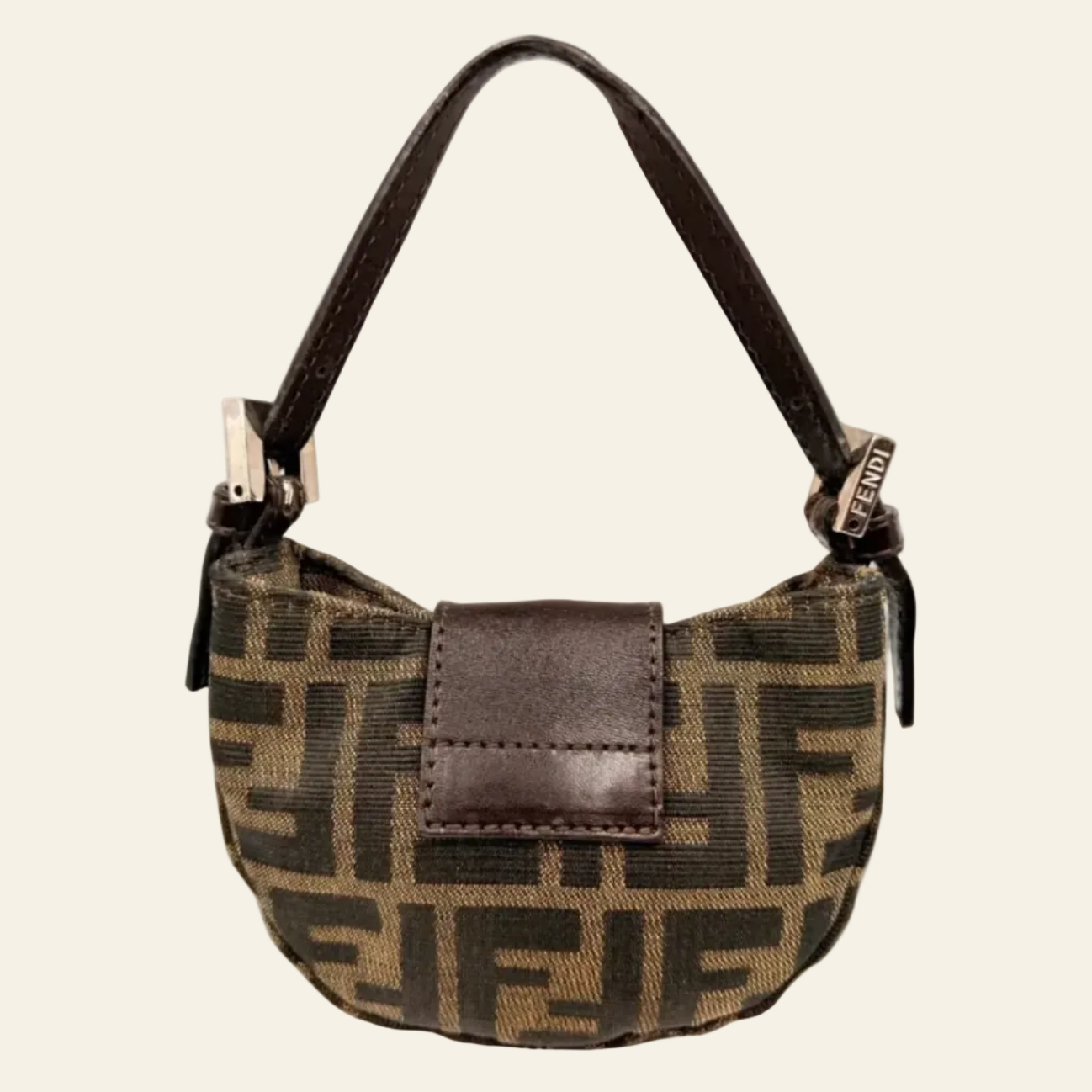 Fendi Monogram Brown Croissant Mini Bag back view