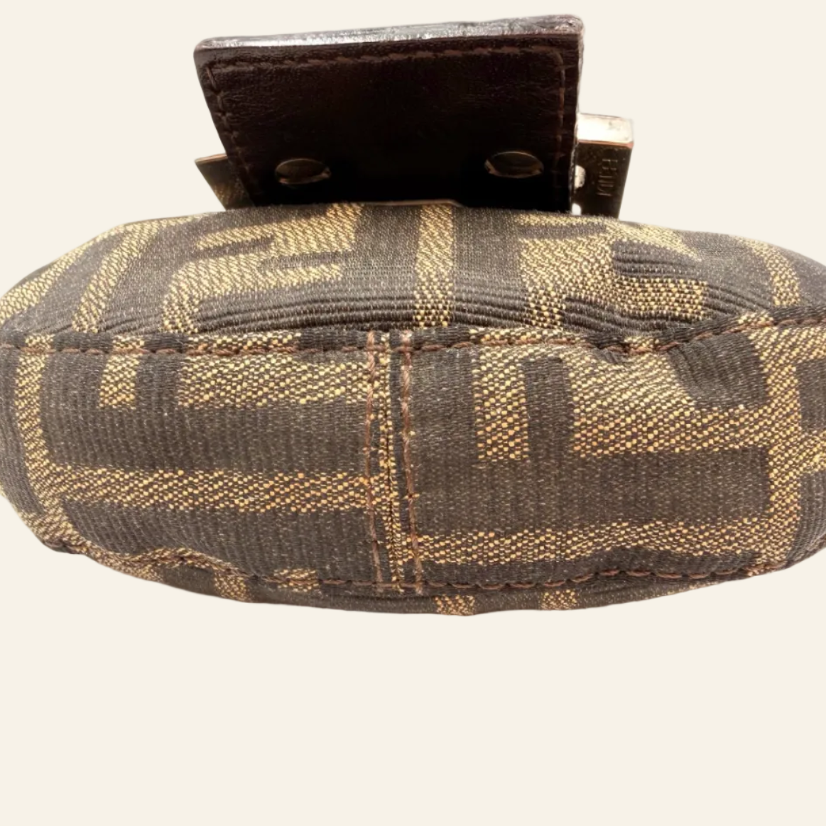 Fendi Monogram Brown Croissant Mini Bag bottom view