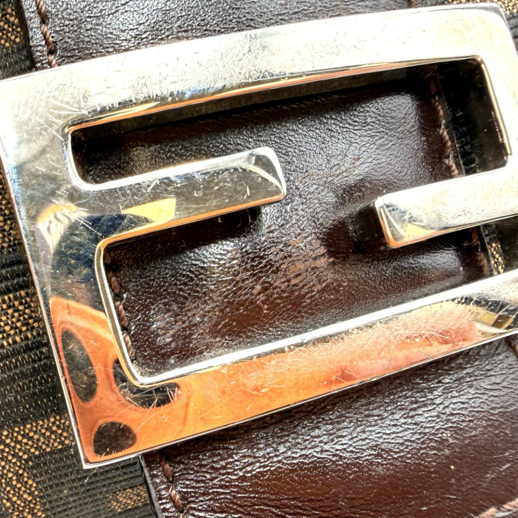 Fendi Monogram Brown Croissant Mini Bag silver hardware view