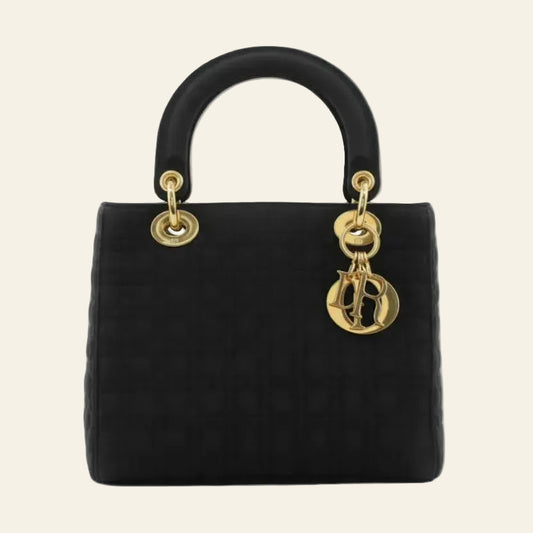 Dior Lady Cannage Black Nylon Bag