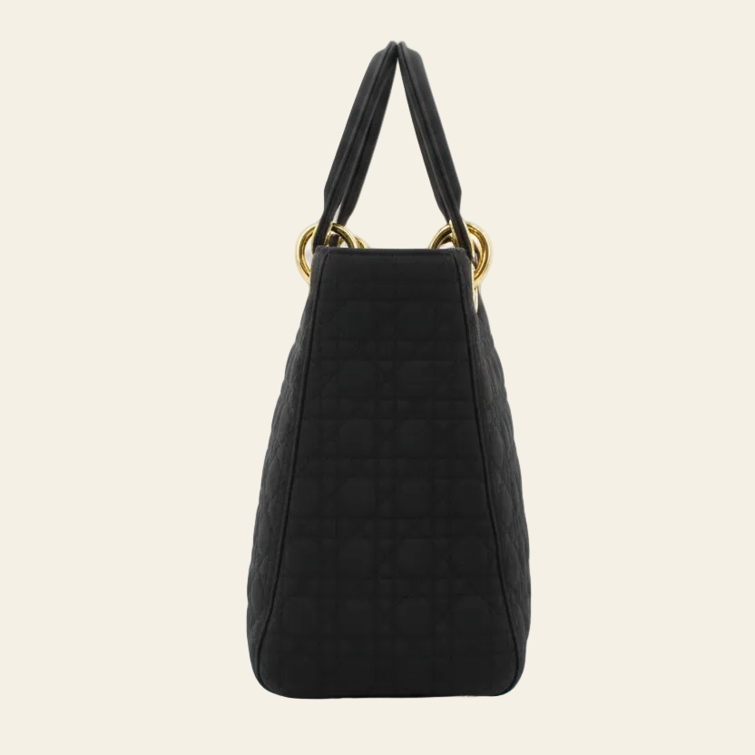 Dior Lady Cannage Black Nylon Bag side view