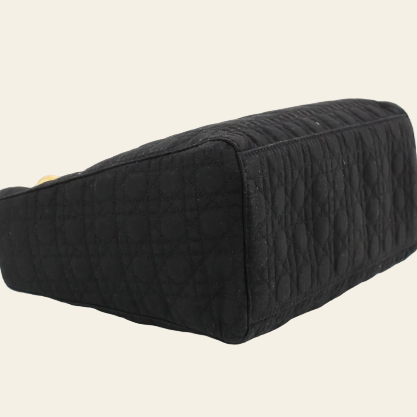 Dior Lady Cannage Black Nylon Bag bottom side view