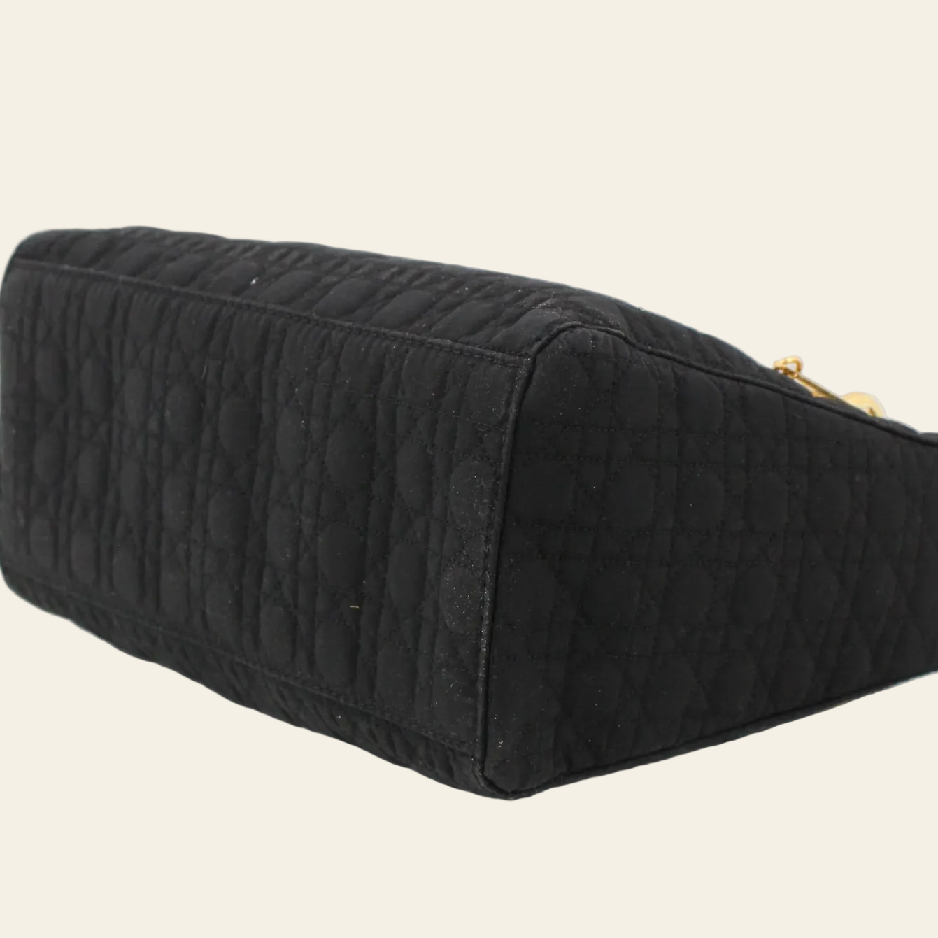 Dior Lady Cannage Black Nylon Bag bottom side view