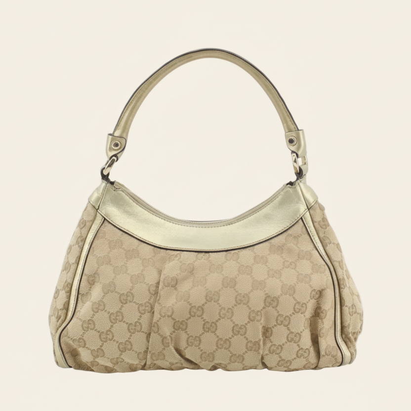 Gucci GG Canvas Gold Abbey Hobo Bag back view