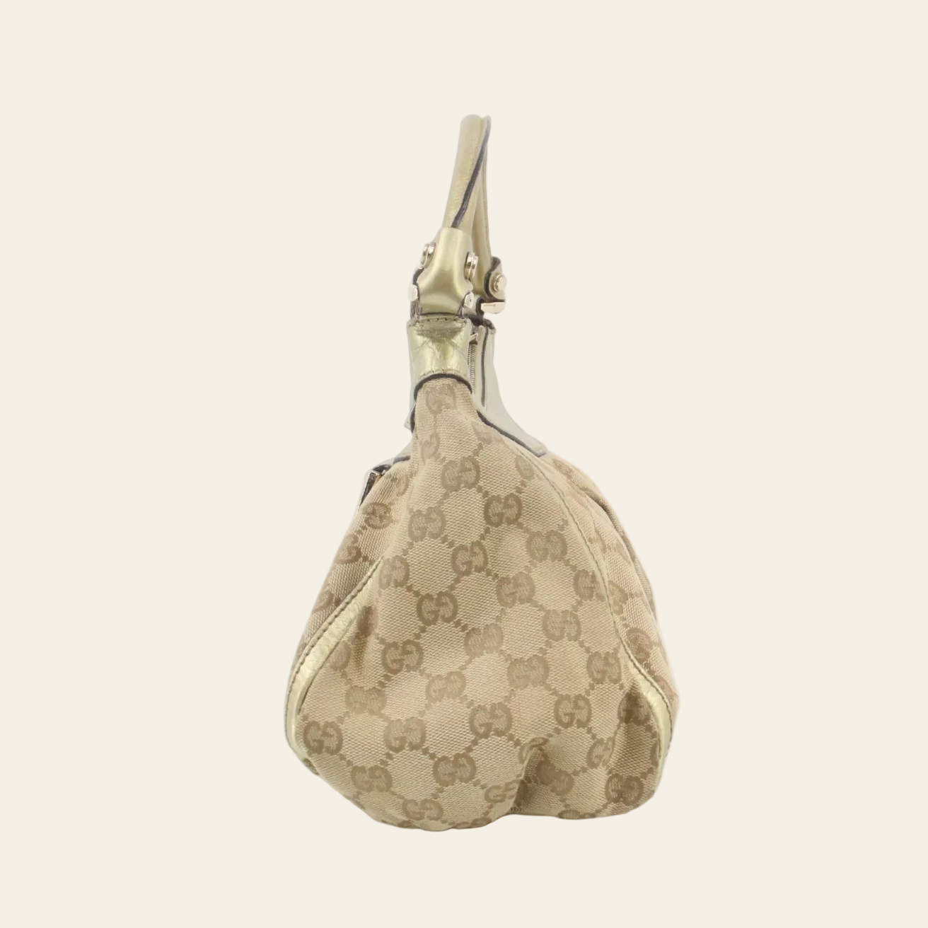 Gucci GG Canvas Gold Abbey Hobo Bag side view
