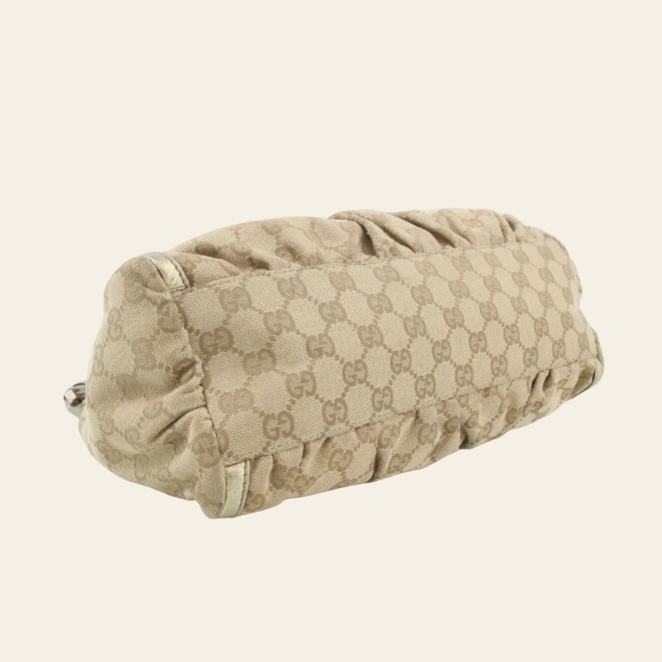 Gucci GG Canvas Gold Abbey Hobo Bag bottom side view