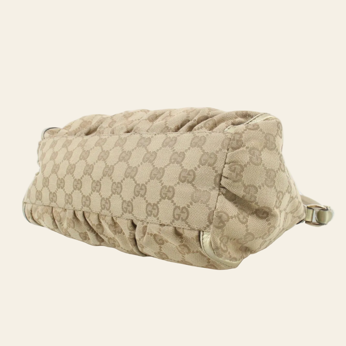 Gucci GG Canvas Gold Abbey Hobo Bag bottom side view