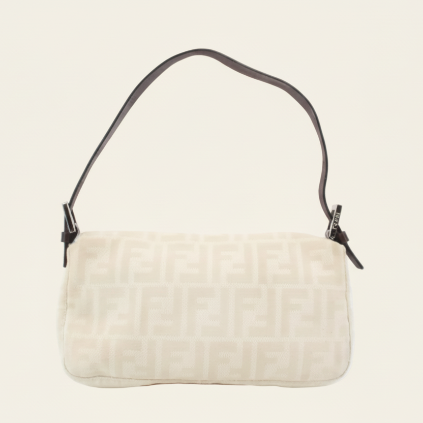 Fendi Zucca Baguette Beige Shoulder Bag back view