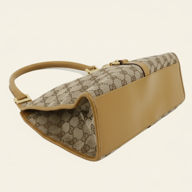 Gucci GG Canvas Jackie Brown Shoulder Bag side bottom view