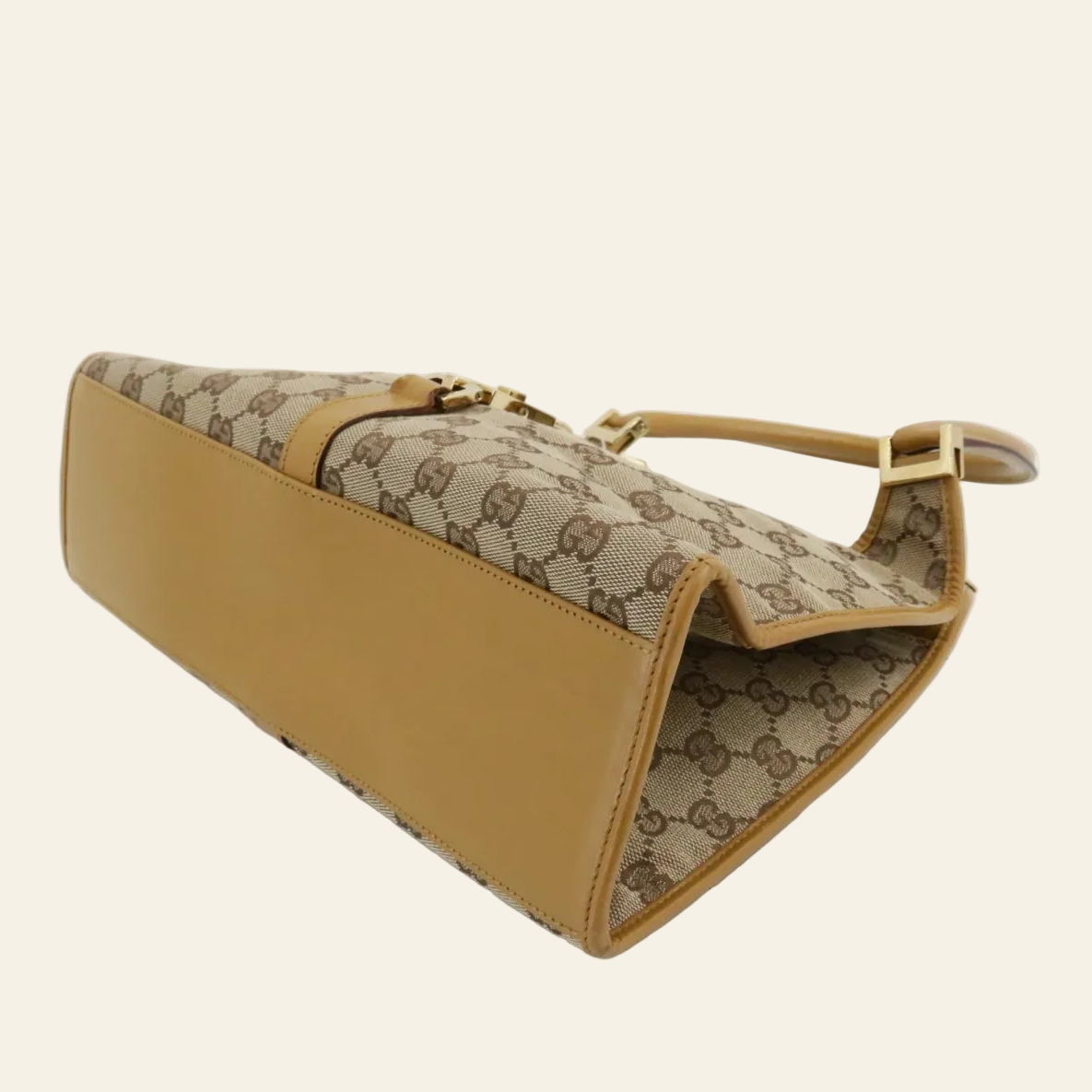 Gucci GG Canvas Jackie Brown Shoulder Bag side bottom view