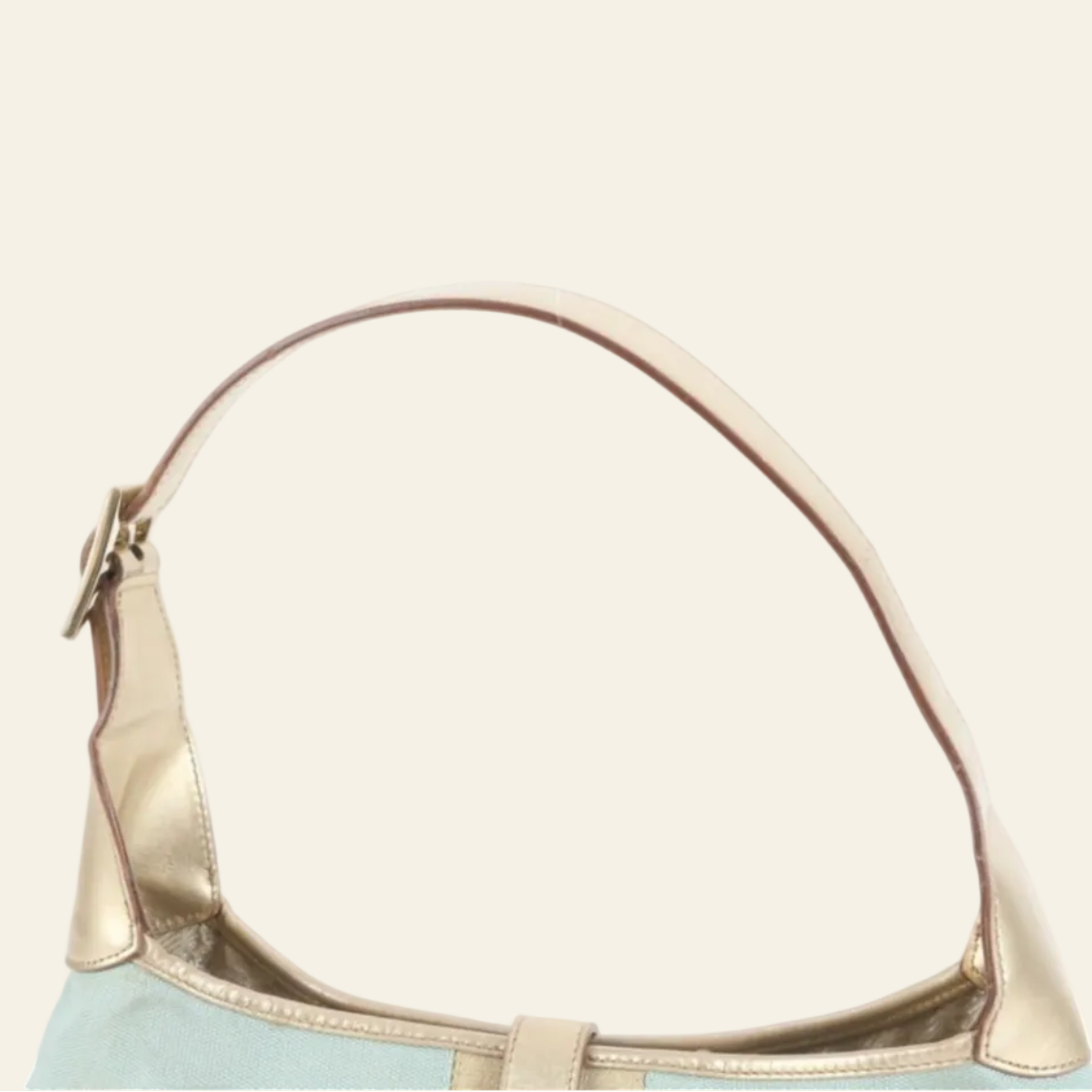 Gucci Jackie Line Blue Gold Shoulder Bag handle view