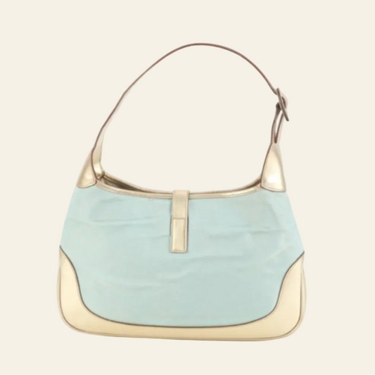 Gucci Jackie Line Blue Gold Shoulder Bag back view