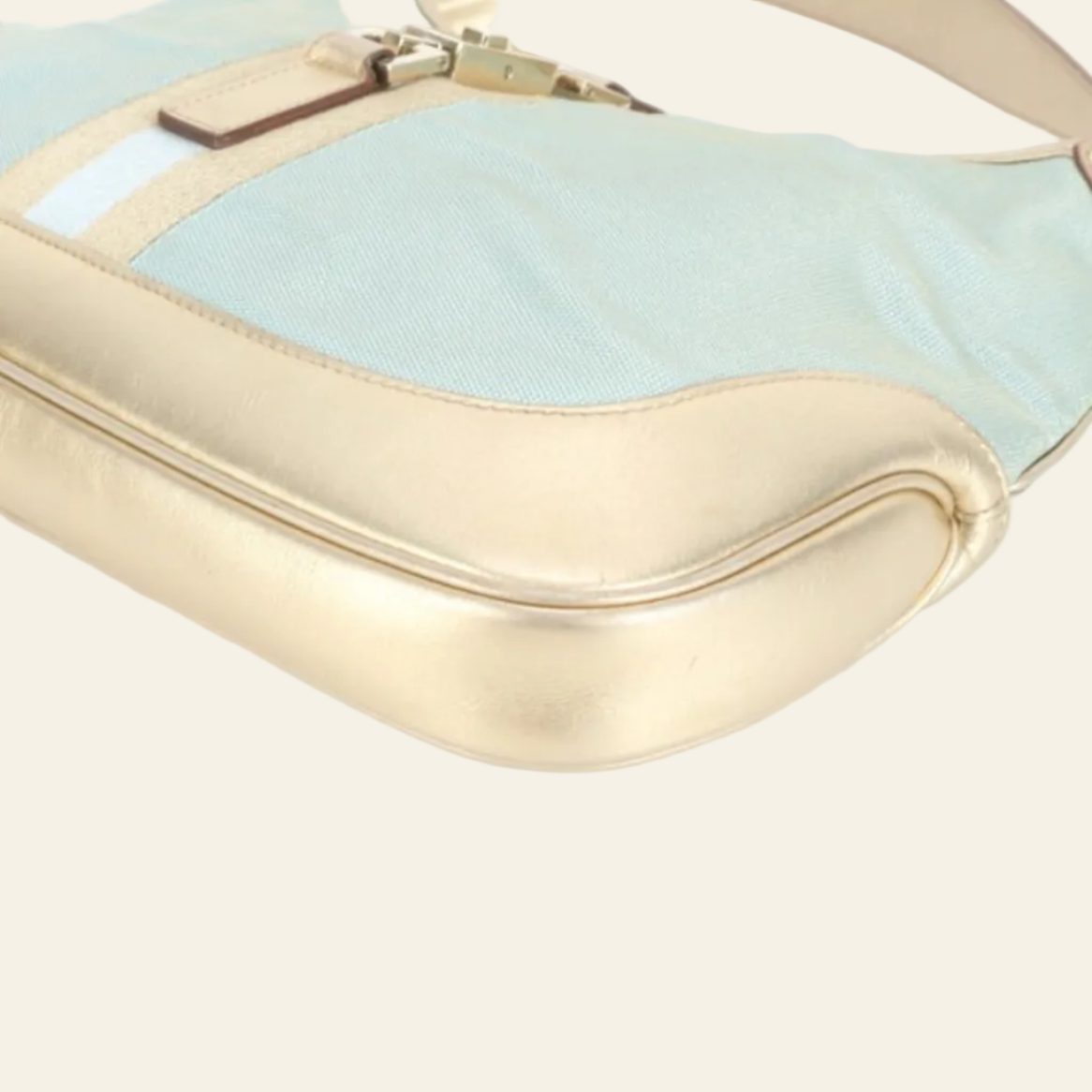 Gucci Jackie Line Blue Gold Shoulder Bag bottom side view