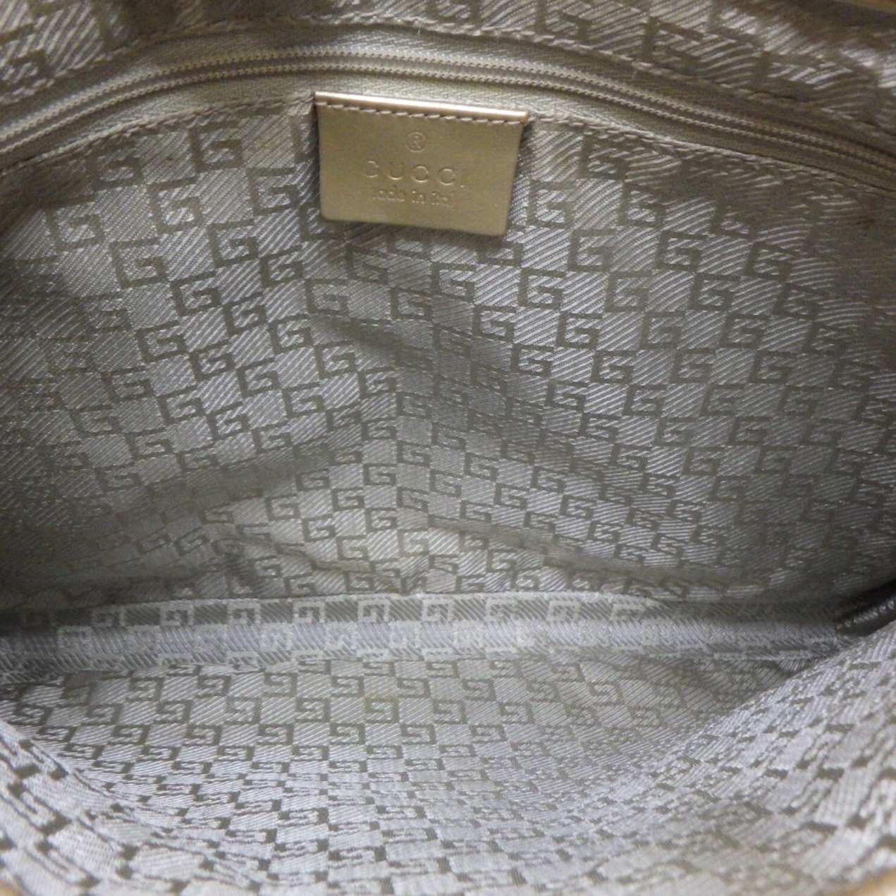 Gucci Jackie Line Blue Gold Shoulder Bag interior view