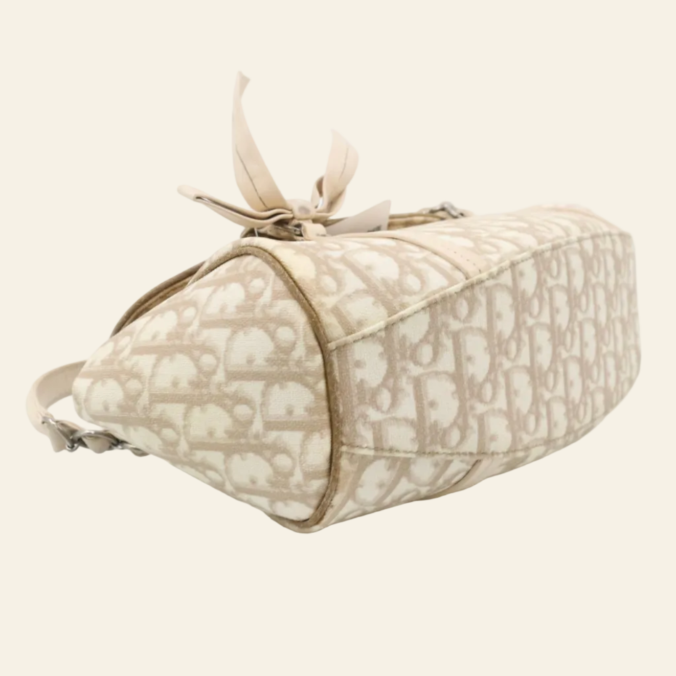 Dior Trotter Romantique Beige Shoulder Bag bottom side view